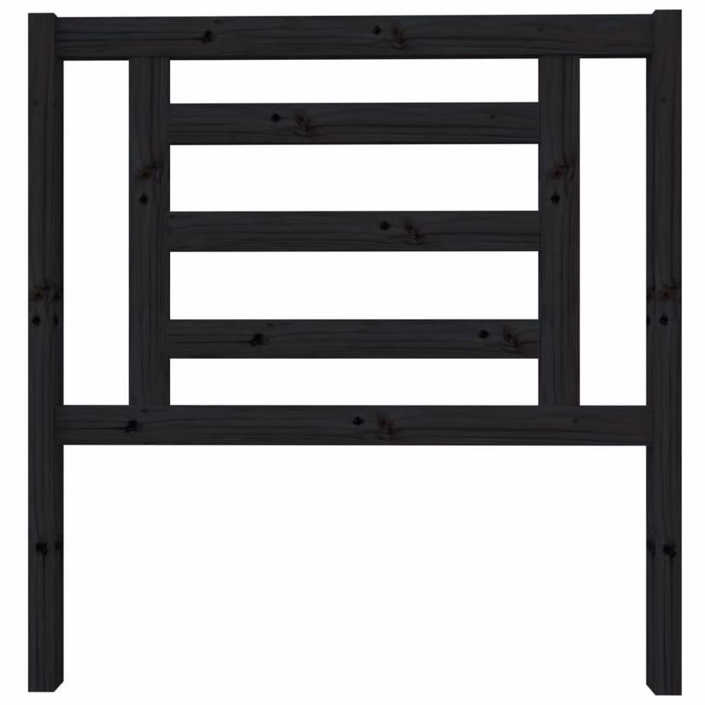 Berkfield Home Black Rustic Solid Pine Wood Bed Headboard W: 96 cm, D: 4 cm, H: 100 cm – 3