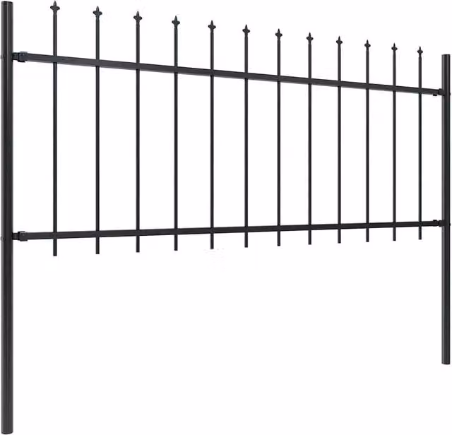 Berkfield Home Black Powder-Coated Steel Garden Fence with Spear Top