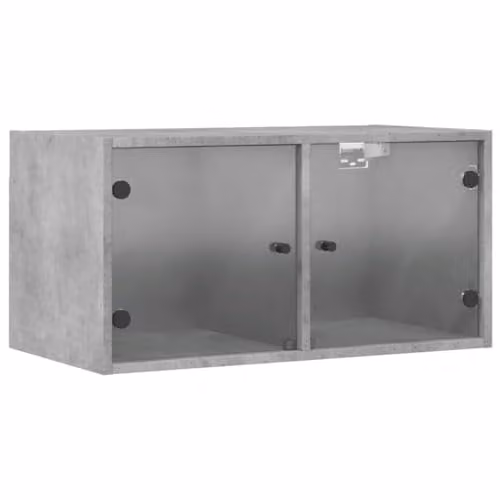 vidaXL Set of 2 Modern Wall Mounted Cabinets with Glass Doors in Grey, W/D/H: 68.5 x 37 x 35 cm – 4