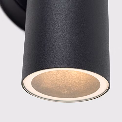 MiniSun Modern Black Stainless Steel Outdoor Up/Down LED Wall Light, IP44 Rated, Mains Wired – 3