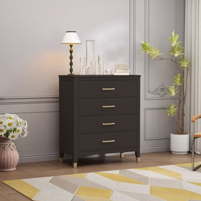 Cabinet Bits Palazzi 4 Drawer Chest in Matt Black