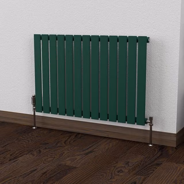 Lux Heat Flat Horizontal Coloured Radiator in British Racing Green, W: 91.0 cm, H: 60.0 cm