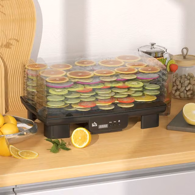 HOMCOM 6 Tray Food Dehydrator with Adjustable Temperature in Black