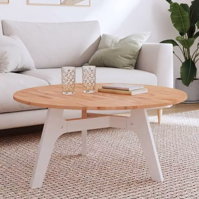 Berkfield Home Round Solid Wood Beech Table Top, Brown, Diameter: 90 cm, Height: 1.5 cm