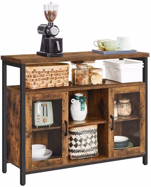 Pirlo Plush Industrial Multi-Purpose Sideboard in Brown and Black