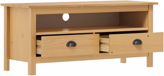 Berkfield Home Hill TV Cabinet in Honey Brown Solid Pine Wood, W/D/H: 110 x 40 x 47 cm – 1