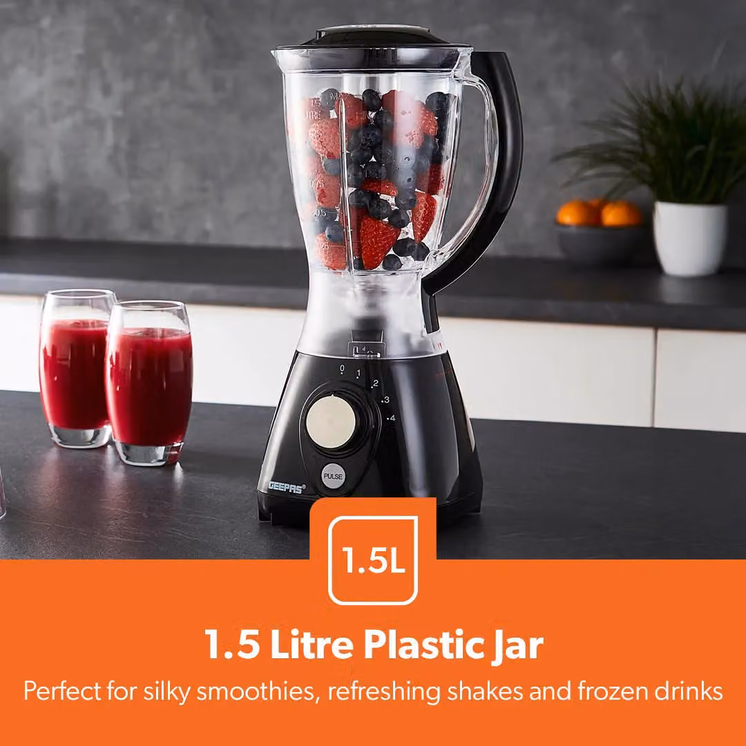 Geepas 550W Jug Blender with Coffee and Spice Mill Attachment in Black – 5