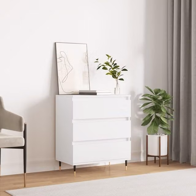 Berkfield Home White Glossy Classic Sideboard W/D/H: 60 x 35 x 70 cm