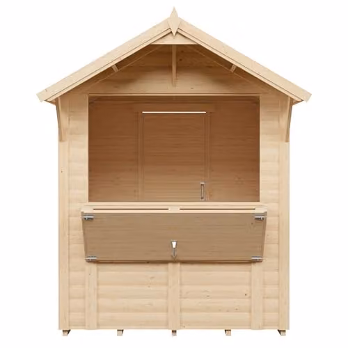 Rowlinsons Bertilo Loglap Market Stall Kiosk in Natural Wood, W: 202 cm, D: 252 cm, H: 242 cm – 2