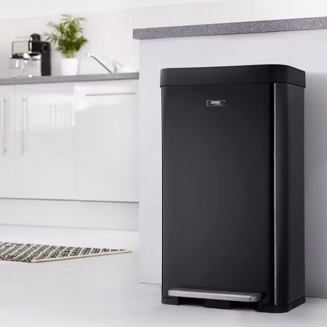 Cooks Professional XL 65L Pedal Bin with Soft Close Lid in Black Stainless Steel