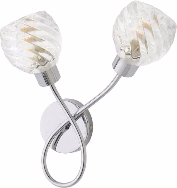 ValueLights Reyka Chrome 2 Way Up and Down Wall Light with Crystal Glass Shades in Silver