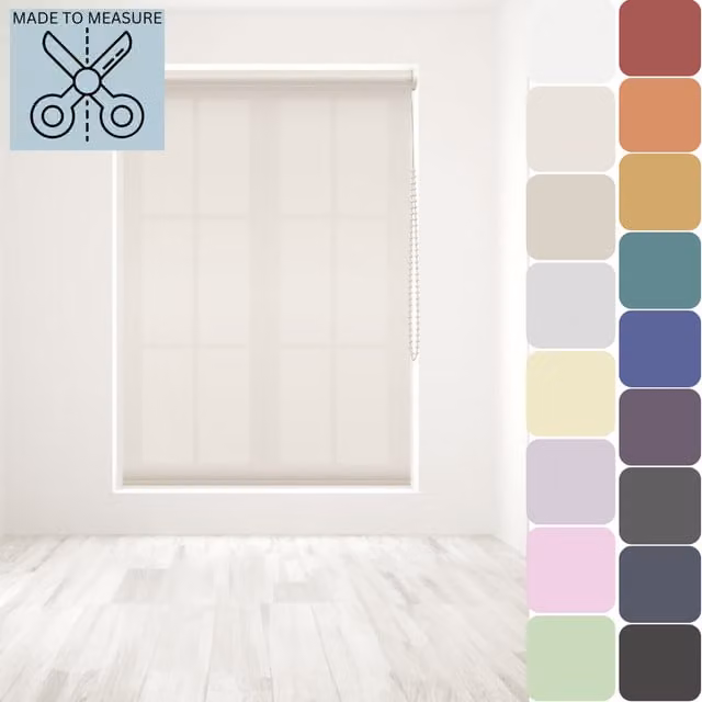 Caecus Made to Measure Straight Edge Roller Blind, Beige, Semi-Transparent, Width: 180 cm