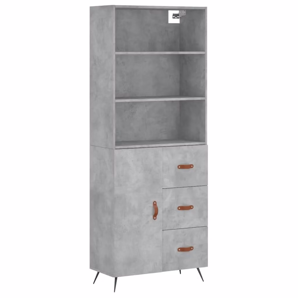 Berkfield Home Industrial Highboard in Concrete Grey, W/D/H: 69.5 x 34 x 180 cm – 2