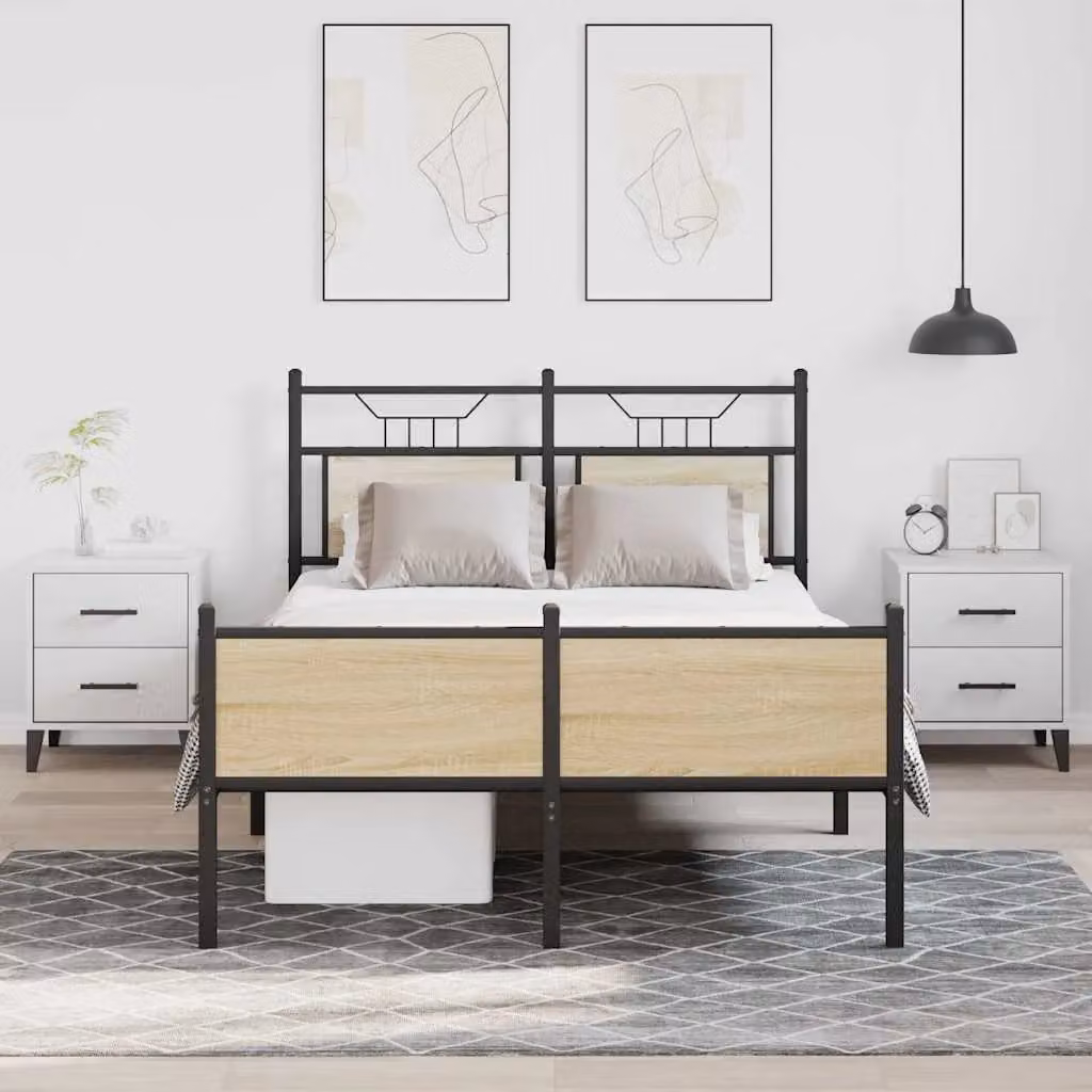 Berkfield Home Sonoma Oak Small Double Bed Frame in Brown, W/D/H: 120 x 200 cm – 2