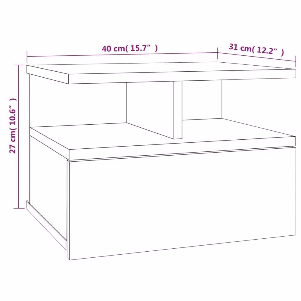 Berkfield Home Floating Nightstand in Concrete Grey, W/D/H: 40 x 31 x 27 cm – 3