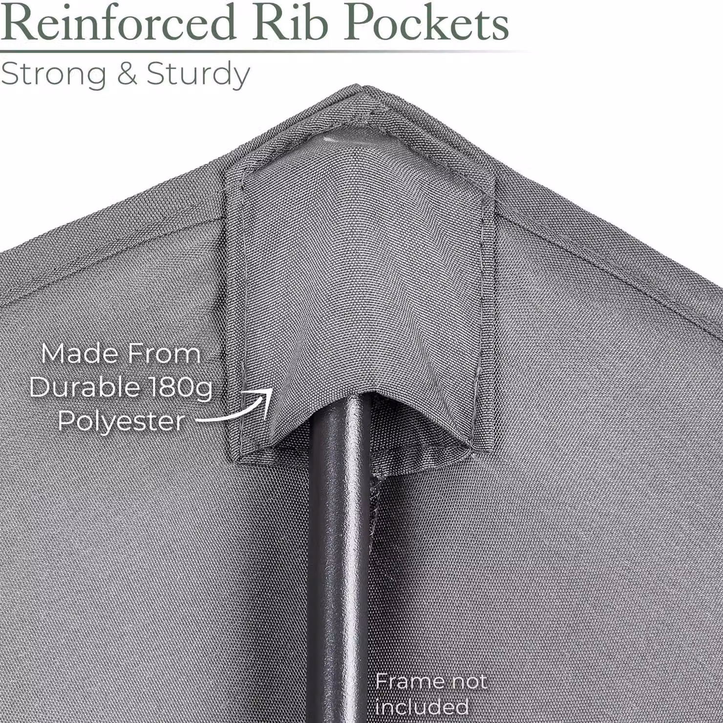 Christow Replacement Parasol Canopy, 2.4m, Grey Polyester with UPF 50+ Protection – 3