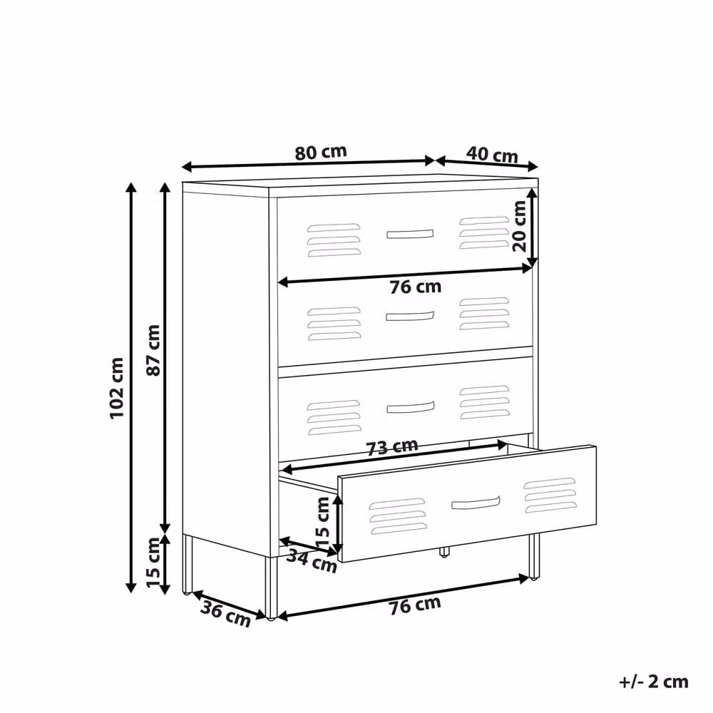 Wyld and Coco Beige Four-Drawer Metal Chest for Home or Office Storage – 2