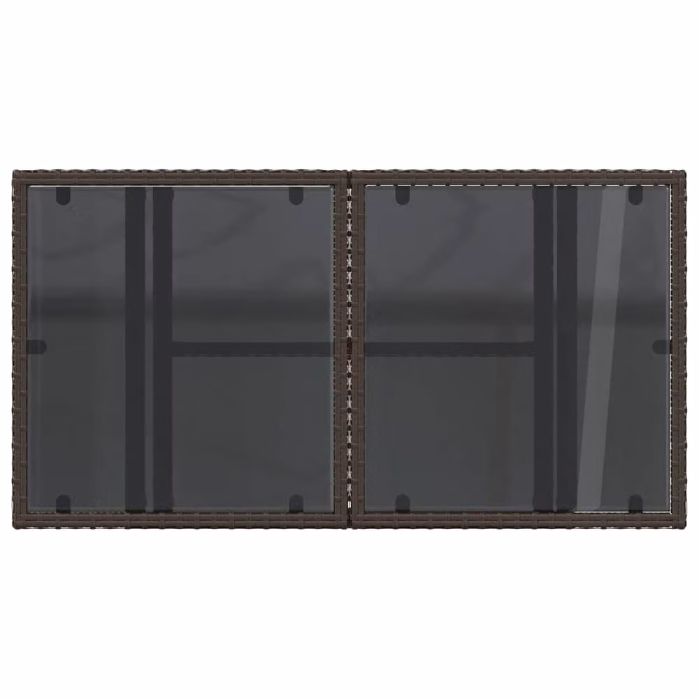 Berkfield Home Brown Poly Rattan Garden Table with Glass Top, W/D/H: 100 x 55 x 73 cm – 5