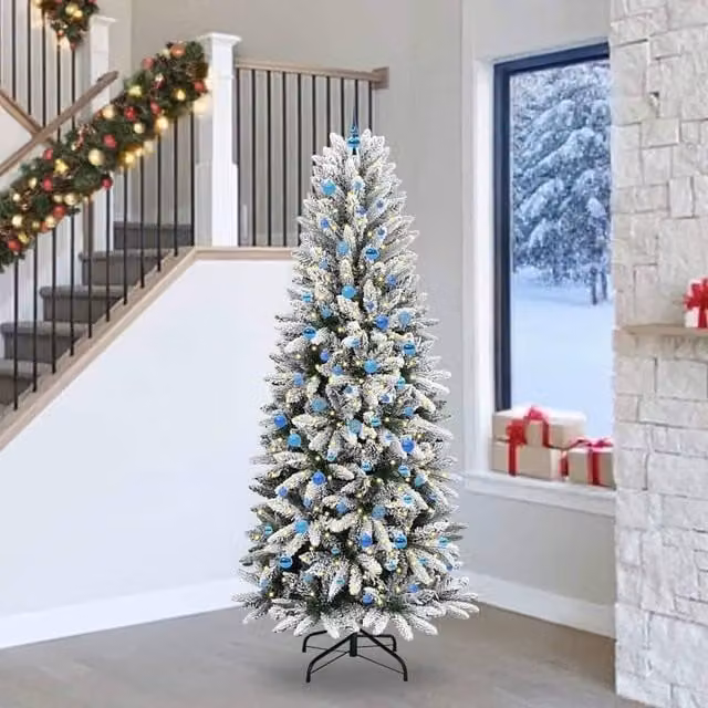 Berkfield Home Artificial Christmas Tree with 300 White LEDs, W/D/H: 93 x 93 x 240 cm – 1