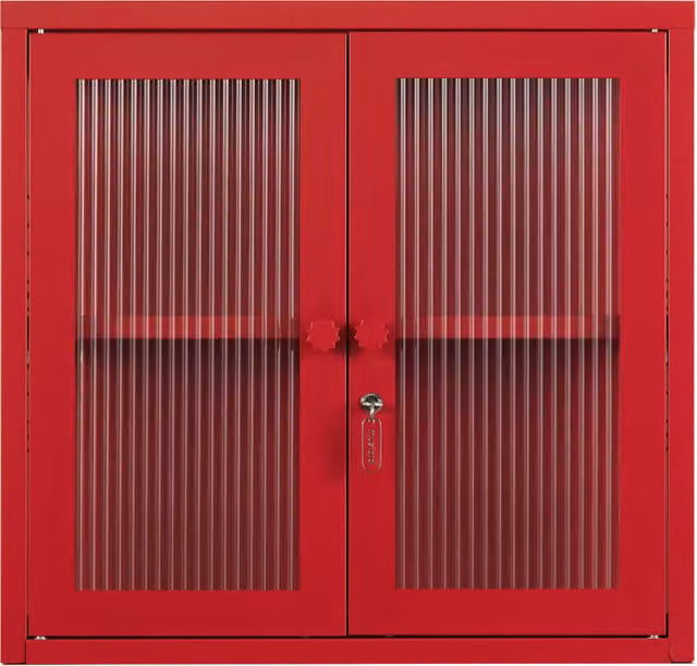 Mustard Made The Kit Poppy Red Wall Mounted Cabinet with Glass Doors and Internal Shelves W/D/H: 60 x 18 x 57 cm – 1