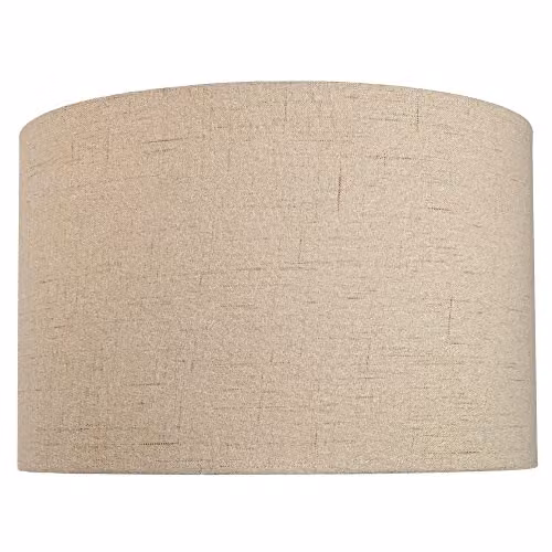 Happy Homewares Taupe Linen Fabric Drum Lamp Shade, Diameter: 35 cm, 60W Maximum
