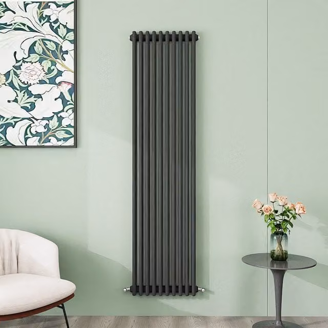 AicaBathroom Vertical Traditional Cast Iron Style 3 Column Radiator in Anthracite, W/D/H: 47 x 47 x 180 cm