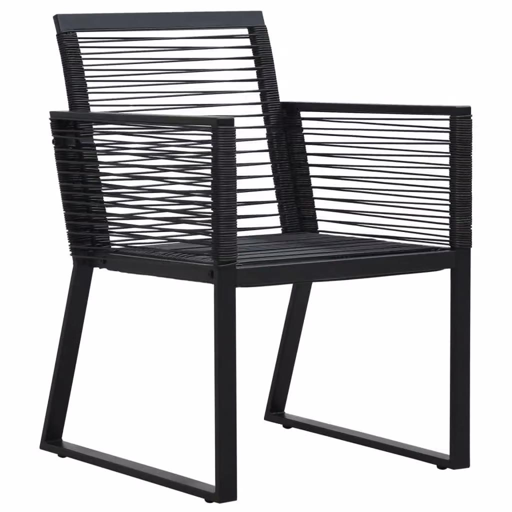 Berkfield Home 5 Piece Garden Dining Set in Black PVC Rattan with Metal and Glass Details – 2