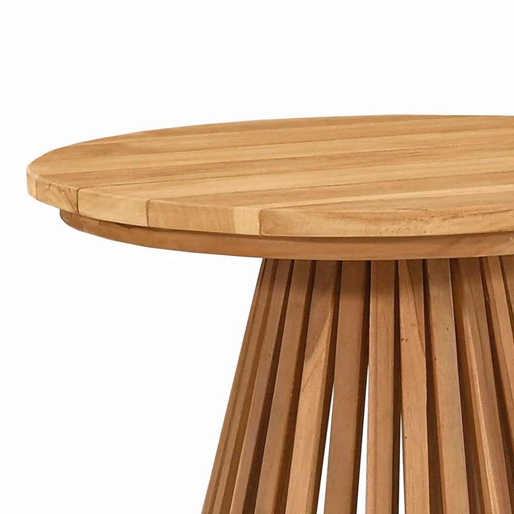 Berkfield Home Round Teak Wood Garden Side Table, Brown, W/D/H: 50 x 49.5 x 49.5 cm – 5