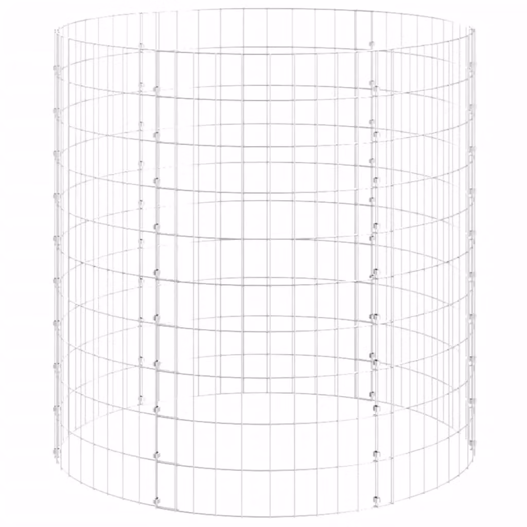 Berkfield Home Circular Galvanised Steel Gabion Post Planter in Silver, W/D/H: 100 x 100 x 100 cm – 2
