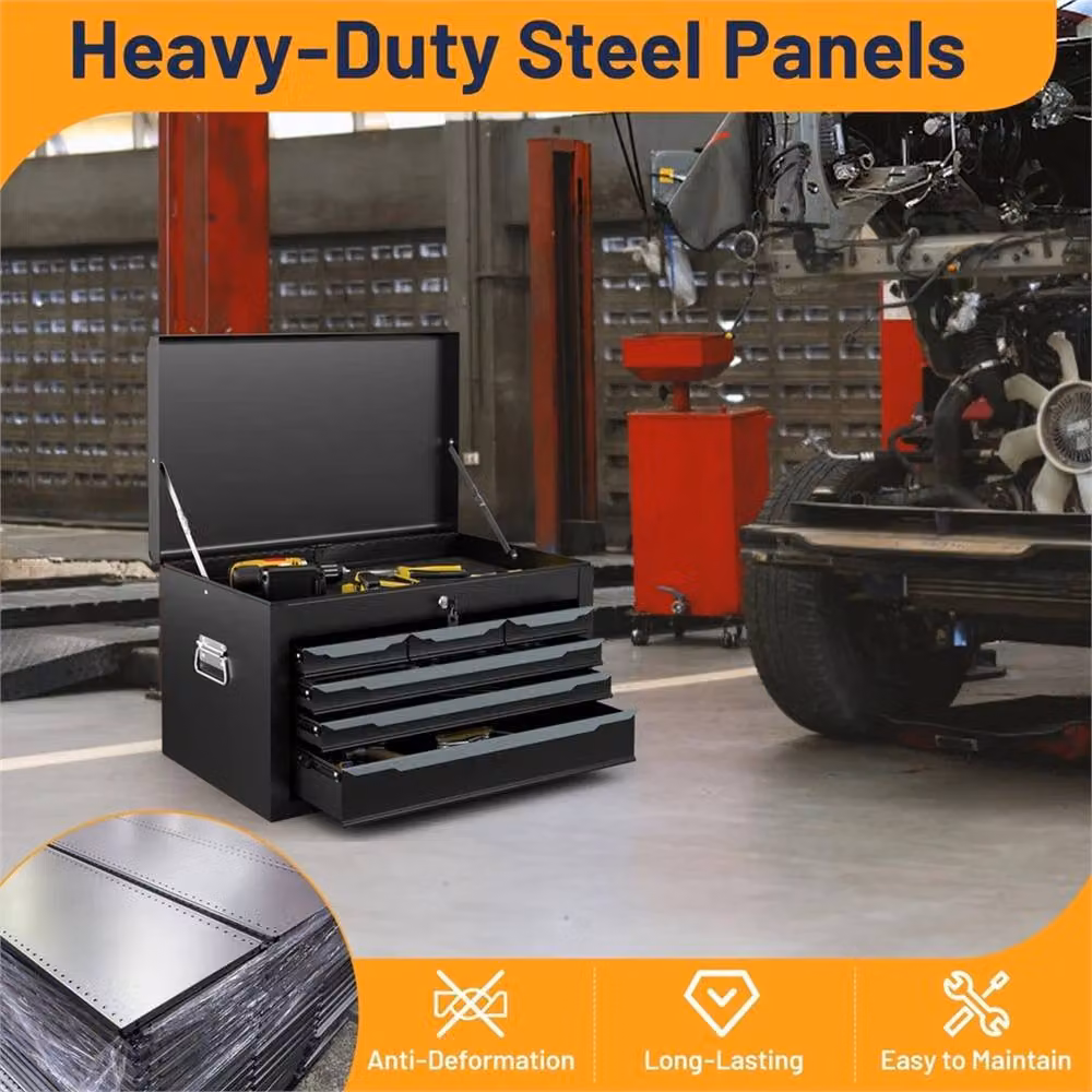 Kelvenix Steel Tool Box and Tool Chest Case in Black with Inserts and Lockable Feature, W: 520 cm, H: 55 cm, D: 56 cm – 5
