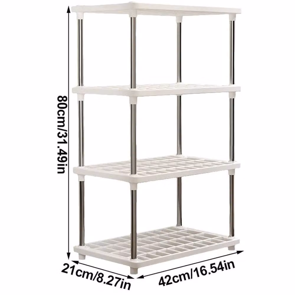 EONLION 4 Tier Plastic and Metal Shelving Unit in White – 2