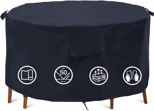 TIFILE Black Waterproof Round Patio Furniture Cover for Tables and Fire Pits, Diameter: 208.28 cm