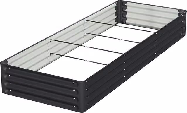 Breeins Rectangular Galvanised Steel Raised Garden Bed in Black, W: 240 cm, D: 90 cm, H: 90 cm