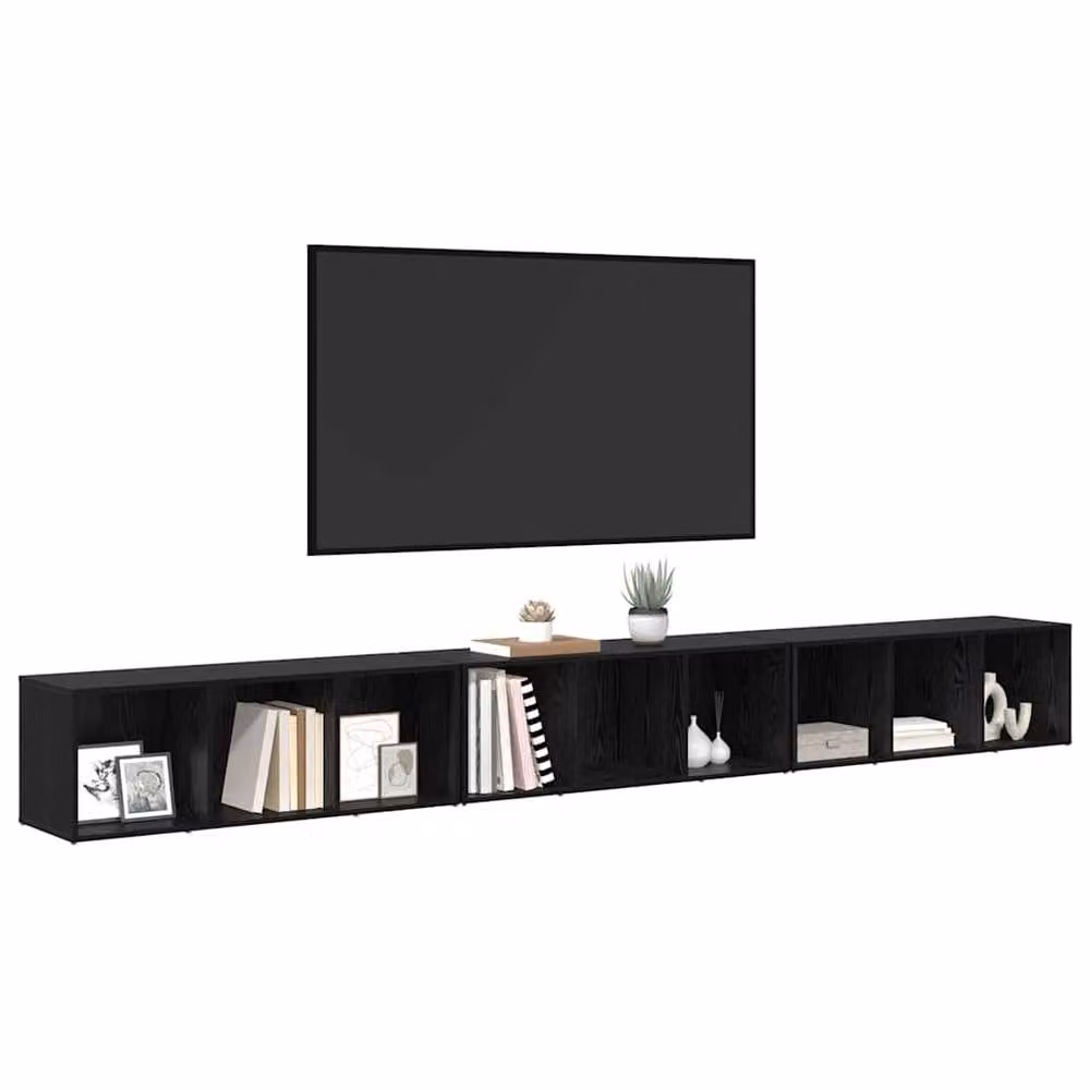 Berkfield Home 3-Piece TV Cabinet in Black Oak, W/D/H: 37 x 35 x 107.5 cm – 3