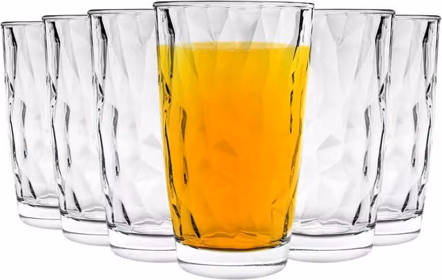 Bormioli Rocco Diamond Tumbler Highball Glasses, Transparent, 470 ml, Pack of 24