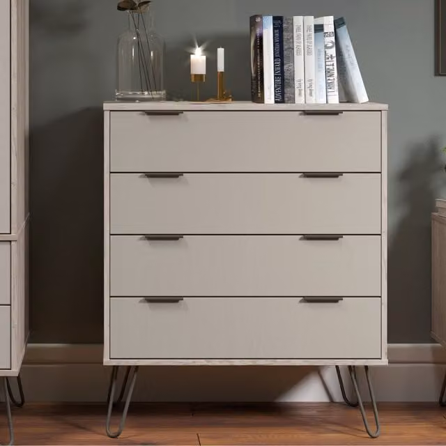 Augusta Driftwood 4 Drawer Chest in Grey and Beige
