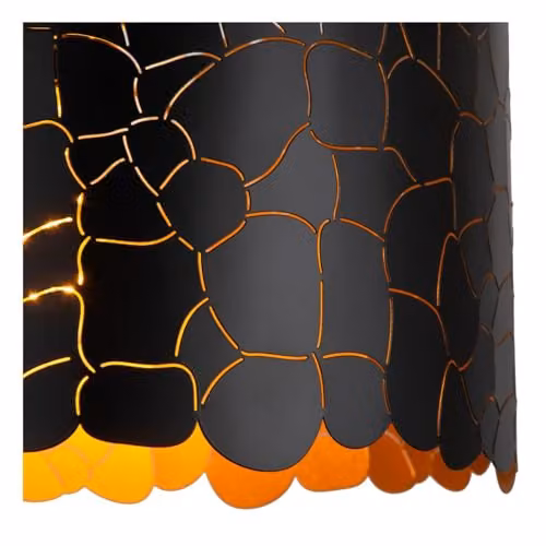 Lucide Almelo Pendant Light, Black and Gold/Brass, Diameter: 40 cm – 4
