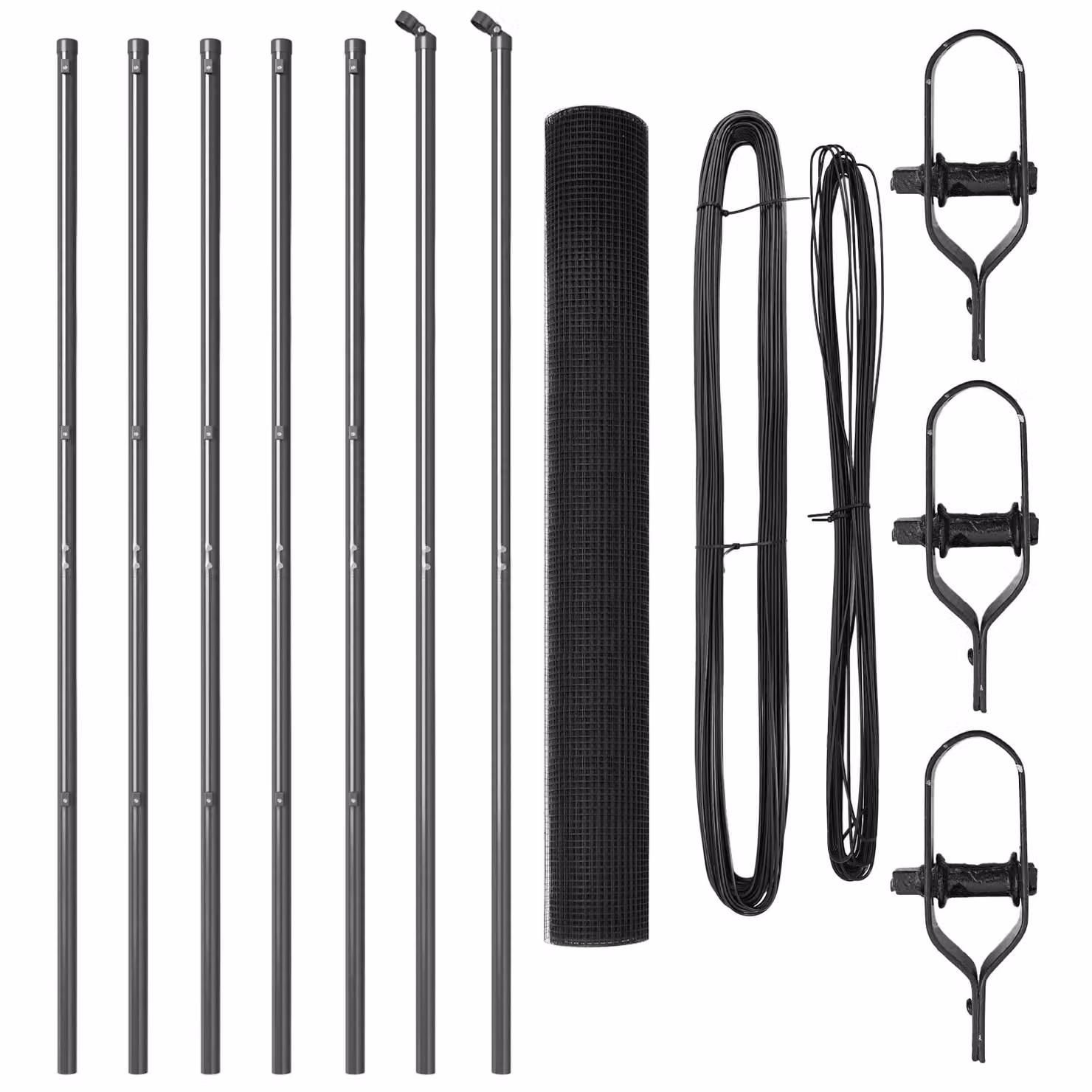 Berkfield Home Grey Steel Welded Wire Fence with 7 Round Posts, W: 10 m, H: 1.2 m – 3