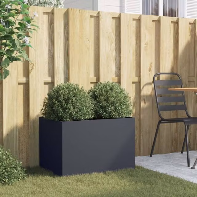 Berkfield Home Steel Planter Tub in Anthracite, W: 62 cm, D: 40 cm, H: 39 cm – 1