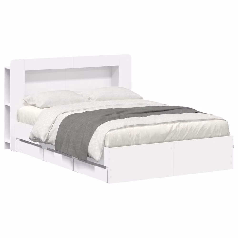 Berkfield Home Modern Bed Frame with Storage Drawers in White, Engineered Wood, 150 x 200 cm – 2