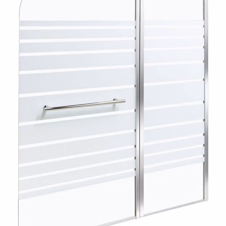 Wyld and Coco Silver Frosted Glass Shower Screen, Clear, W: 140 cm, H: 120 cm, D: 52 cm