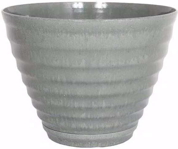 La Hacienda Vale Planter with In-Built Saucer, Grey or White, W/D/H: 40 x 40 x 40 cm – 6