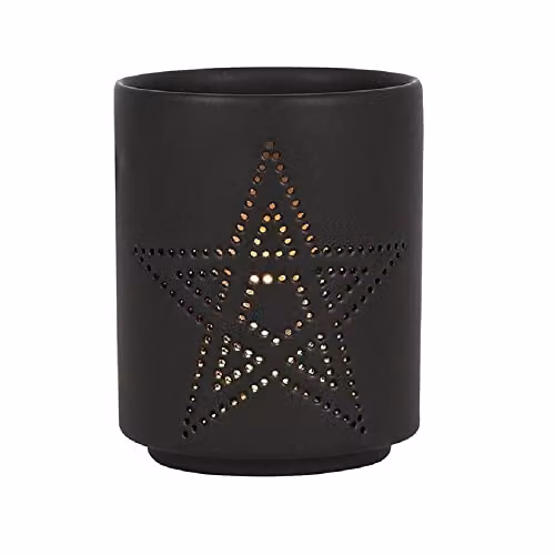Something Different Black Ceramic Pentagram Tealight Holder with Star Cutout Design – 2