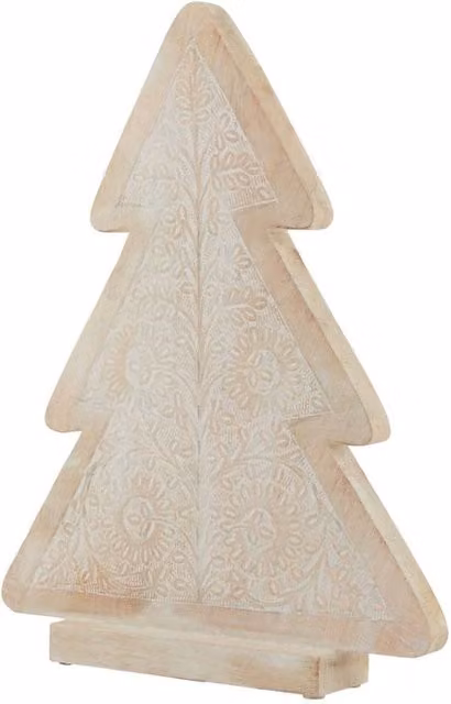 KDMD White Wash Wooden Decorative Christmas Tree - Large Scandinavian Tabletop Accent Piece