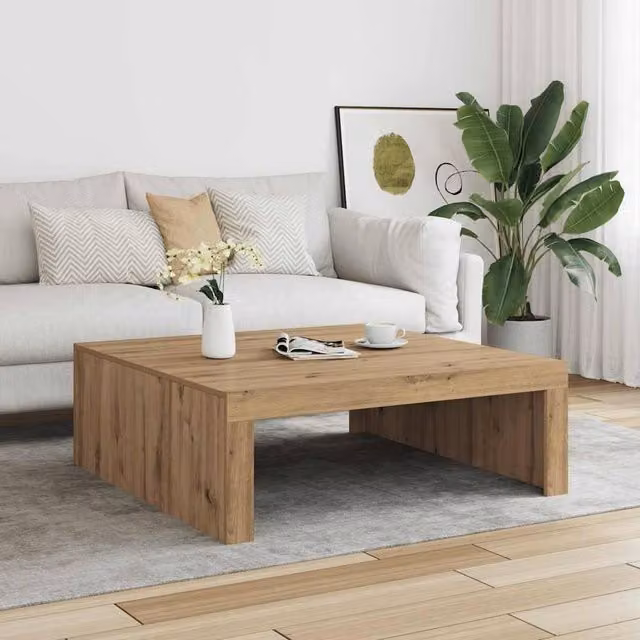 Berkfield Home Artisan Oak Sturdy Coffee Table in Brown, W/D/H: 100 x 100 x 35 cm – 1