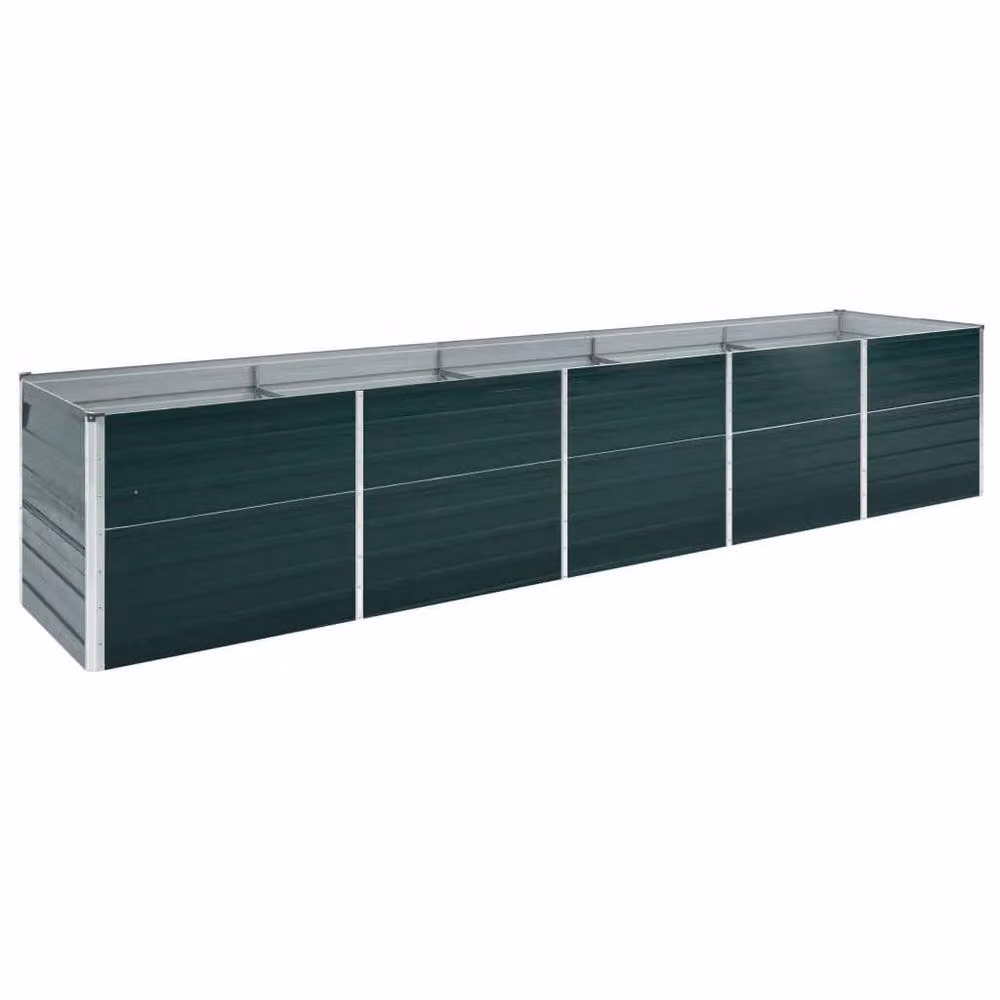 Berkfield Home Garden Galvanised Steel Raised Bed in Green, W/D/H: 400 x 80 x 77 cm – 2