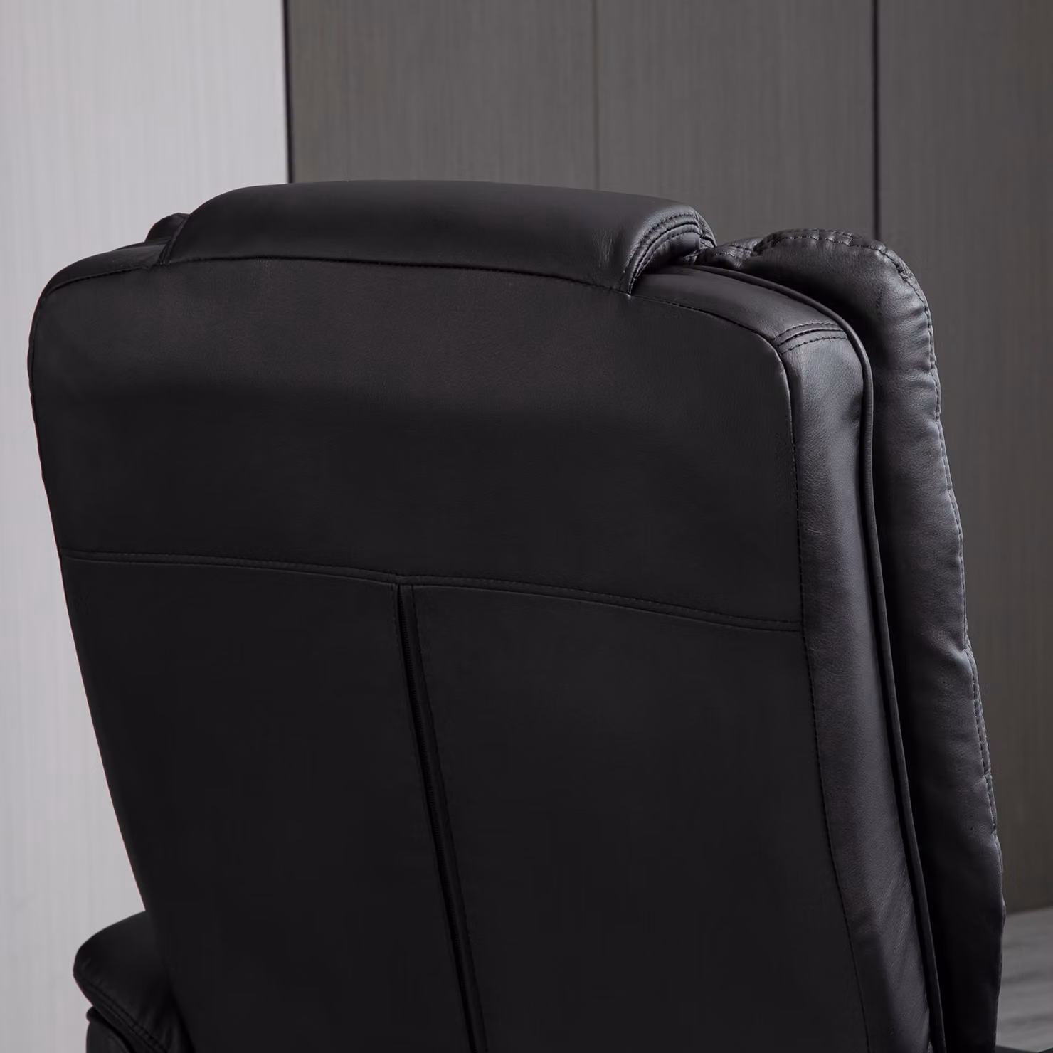 HOMCOM Black PU Leather Manual Recliner and Footrest Set with 360 Degree Swivel Wood Base – 7