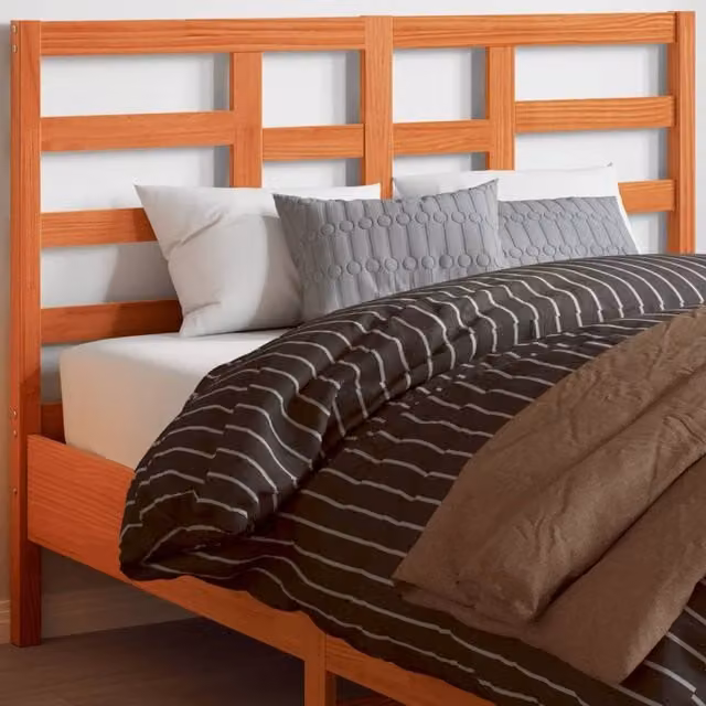 Berkfield Home Rustic Solid Wood Pine Headboard in Wax Brown, 135 cm – 1