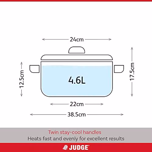 Judge Everyday 24cm Non-Stick Casserole Pot with Glass Lid, 4L, Silver – 7