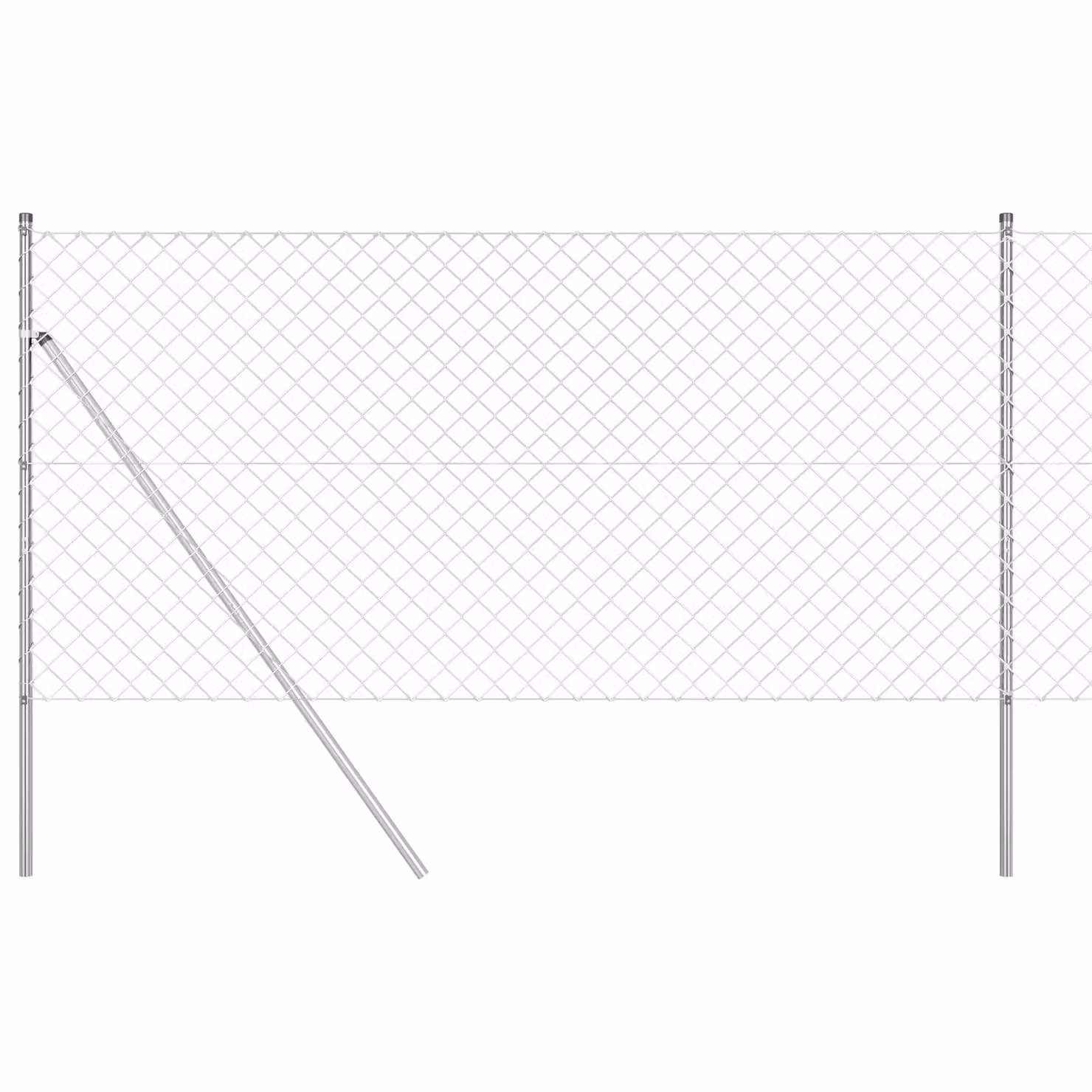 Berkfield Home Galvanised Steel Chain Link Fence in Silver with 13 Posts, W: 25 m, H: 1 m – 2